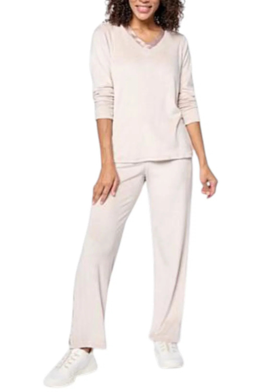 Comfort Code Women's 2 Piece Silky Velvet Satin Sleep Set Fawn - Regular